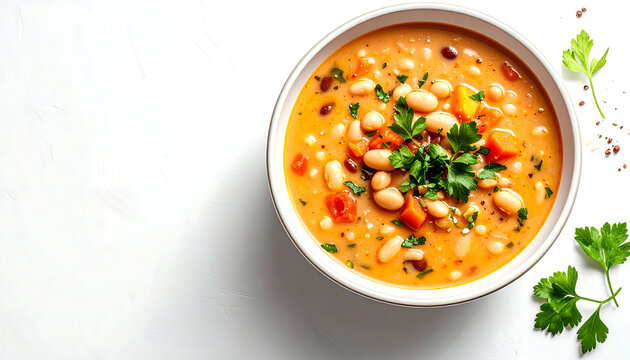 A bowl of creamy Fasolada (traditional bean soup)