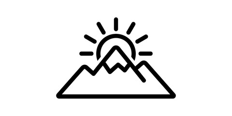 Mountain sunrise icon for nature and travel themes. © MuhammadAshraf