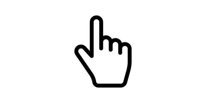 Black hand cursor icon vector illustration on transparent background for click.