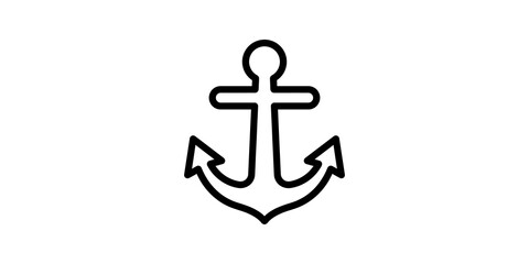 Black outline anchor symbol useful for marine or nautical themed designs. © MuhammadAshraf