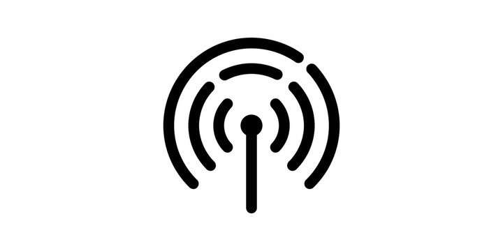 Black outline wifi signal icon for wireless network communication.
