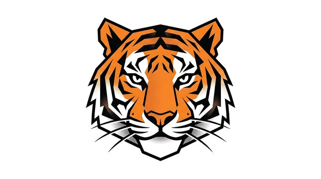 Graphic illustration of a tiger head mascot with wild animal big cat sports logo vector design