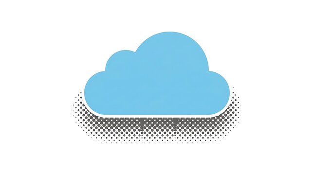 Stylized blue cloud icon with halftone dot texture isolated on white background