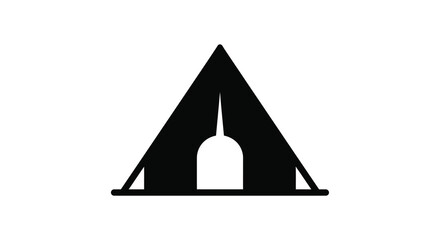Simple tent shape against a white background black silhouette © ANISURRAHMAN