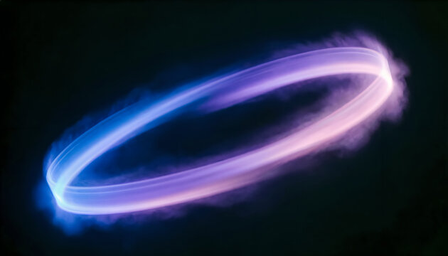 Blue and purple glowing ring in dark space