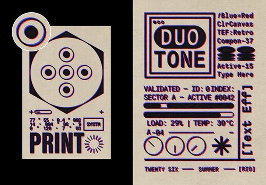 Vertical Duotone Printer Text Effect For Poster And Print Design