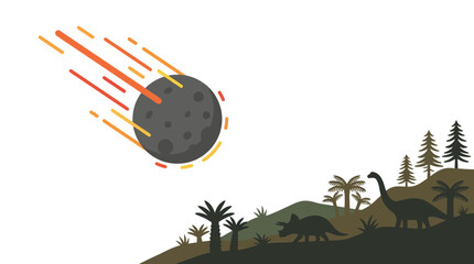 Catastrophic Meteor Impact Event Leading to Dinosaur Extinction in Prehistoric Landscape. © sarda