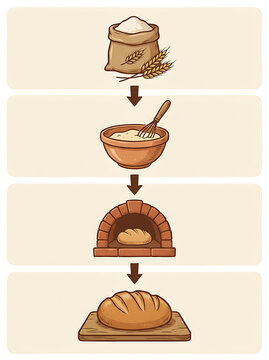 Step by Step Infographic flow for Baking Bread