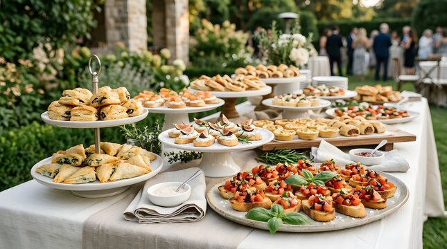 Catering table with appetizers at outdoor event