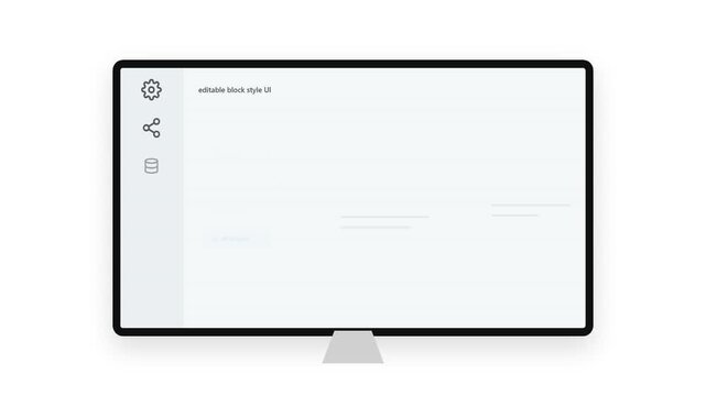 Minimalist Editable Block Style UI Animation with API Endpoint and Data Source Integration on Computer Monitor