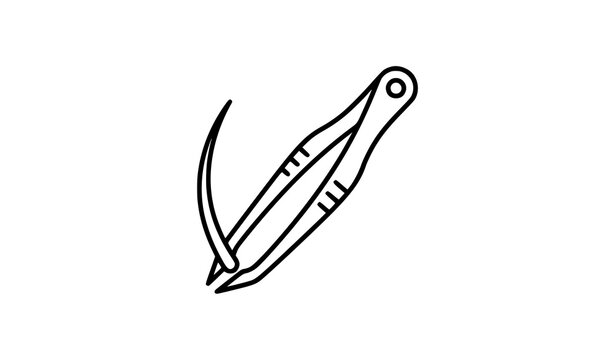 Eyebrow tweezers line vector icon elegant cosmetic tool outline pictogram for beauty salon and makeup website