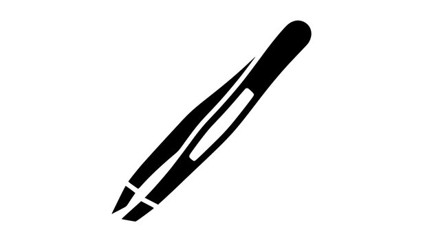 Flat vector eyebrow tweezers icon bold solid cosmetic plucking tool pictogram for e-commerce makeup store app