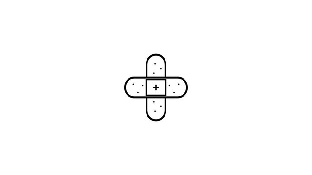 Minimalist Plus Sign Line Animation on White Background - Black Outline Cross Symbol Motion Graphic