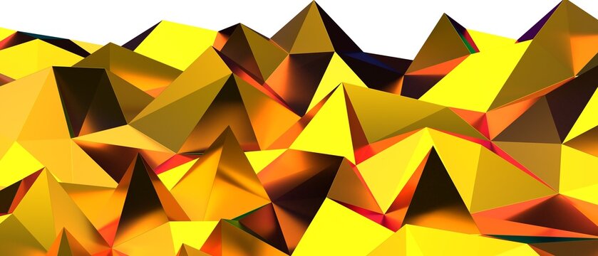 Stylized abstract golden peaks with warm lighting and sharp edges