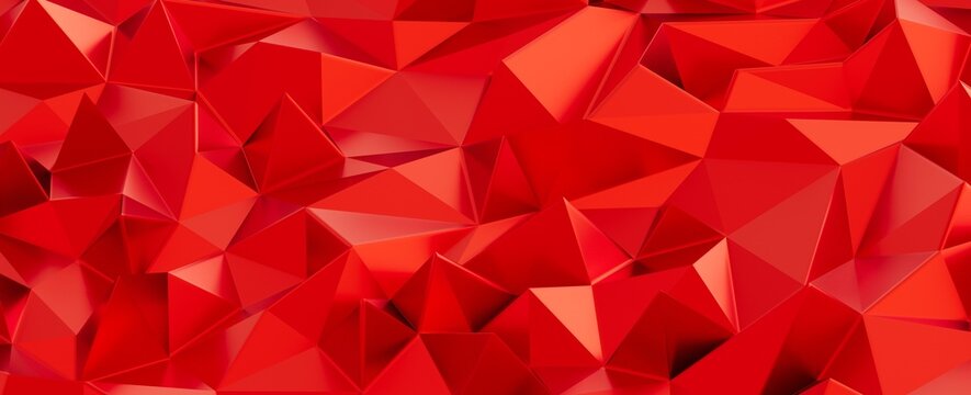 Dynamic red geometric background with triangular and polygonal shapes, creating a modern abstract te