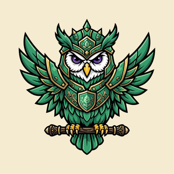 Fantasy Owl Warrior With Leaf Wings