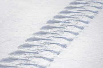 Obraz premium Car tracks in the fresh snow