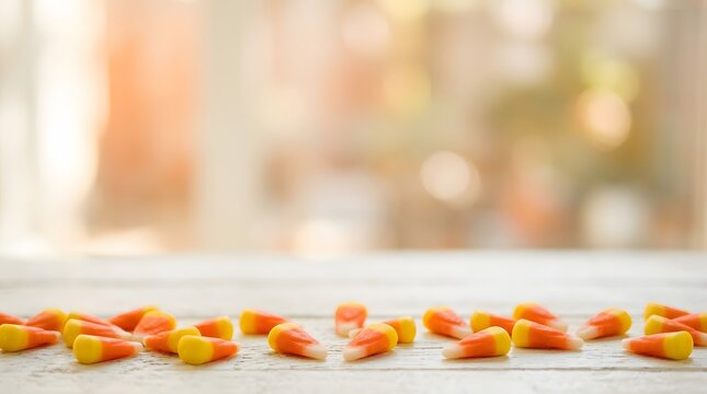 Assorted carrot-shaped snacks arranged neatly on a light wooden surface with blurred background creating a vibrant and appetizing display.