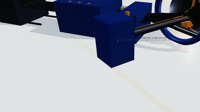3D visualization of spiral submerged arc welding pipe manufacturing process, showing steel uncoiling, edge milling, helical pitch, double-v seam welding, and polyurethane runout