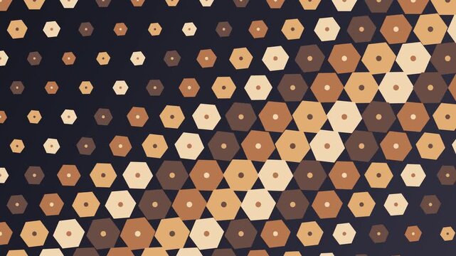 Copper hexagon mosaic pattern moving in 4k background