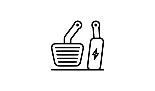Modern monoline car pedal vector icon automatic electric vehicle brake gas symbol for automotive app UI