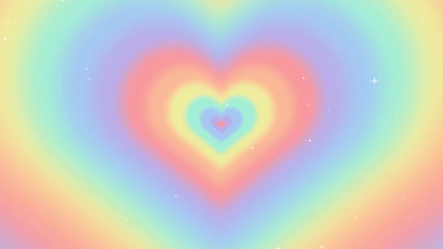 Pastel Rainbow Heart Gradient Background Dreamy Love Loop