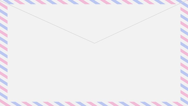 Cute Pastel Pink and Blue Airmail Envelope Back Flap Horizontal Background Soft Striped Letterhead Border Frame Template Poster Banner Cover Stationery Copy Space Layout
