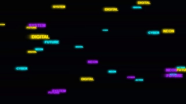 Abstract Digital Cyber Neon Text Motion Background