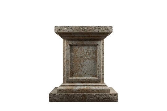 Carved stone display pedestal isolated cutout