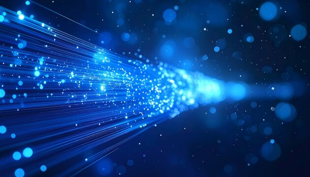 Fiber optics glowing transferring data at high speed