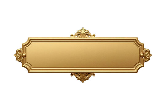 Decorative gold blank plaque isolated cutout