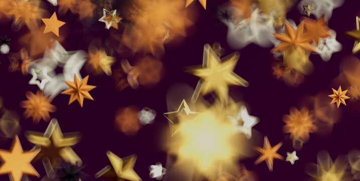 Shimmering golden stars create a magical, festive background.