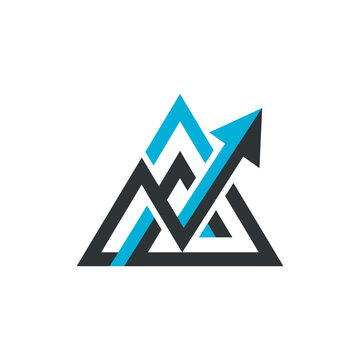 Abstract geometric triangle graph with upward arrow business growth concept isolated on transparent background