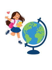 Fototapeta premium cheerful schoolboy with globe representing education and discovery