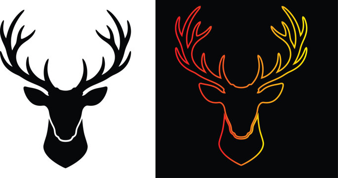 A striking contrast of deer portraits one stark one vibrant showcasing artistic interpretations of nature's beauty