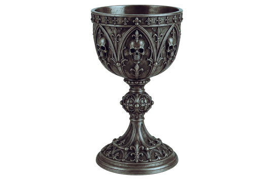 Gothic skull chalice on white background