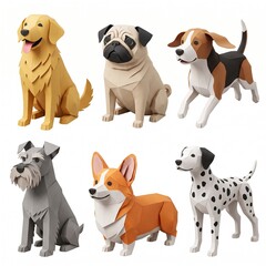 Obraz premium 3D Papercraft dog isolated on white background
