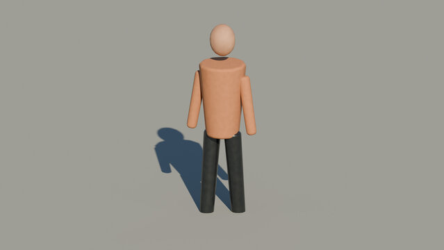 Low Poly Human Figure With Cast Shadow 3D Render