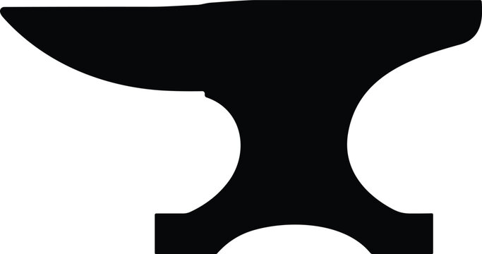 Heavy iron blacksmith anvil black silhouette vector icon representing traditional metal forging workshop tools and industrial steel craft