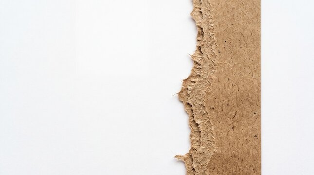 A textured close-up reveals the rough, torn edge of a piece of cardboard, its fibrous surface a testament to material and decay.