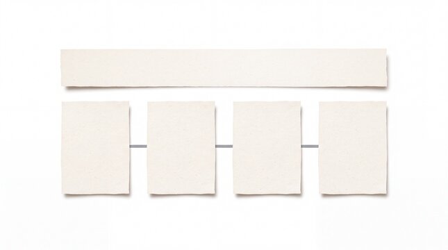 A minimalist infographic template presents a clean layout of four connected boxes beneath a horizontal bar, symbolizing organization, planning, or data presentation.
