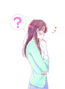 考える女性　恋　はてな