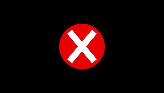 Red X Letter and Cross Symbol Animation, Error, Stop, Close and Prohibition Icon