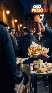 Patso &mdash; sauce is squeezed in a long zigzag along the open loaf, İzmir