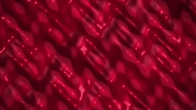 Abstract fluid texture with deep red viscous liquid flowing in mesmerizing wave-like patterns, creating a rich, glossy, and dynamic surface effect