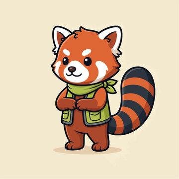 Cartoony red panda firefighter character