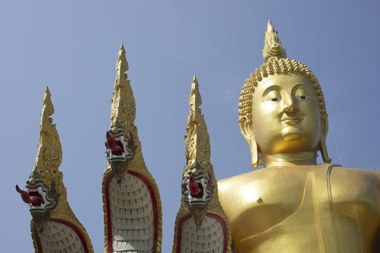 Largest Buddha statue in Thailand (Luang Pho Yai: the statue shows Buddha in the so-called Maravijaya posture - the moment when Buddha resists temptation and attains enlightenment), Wat Muang, Ang Thong, Amphoe Wiset Chai Chan province, Thailand