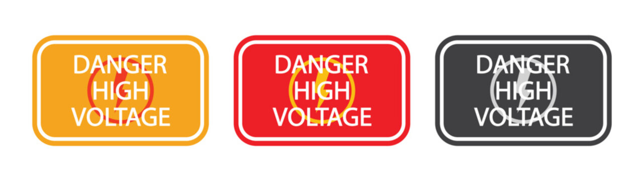 Danger High Voltage Label Collection Vector Illustration