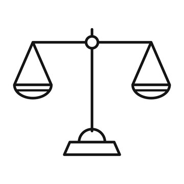 Balanced scale line art icon, justice and equality symbol
