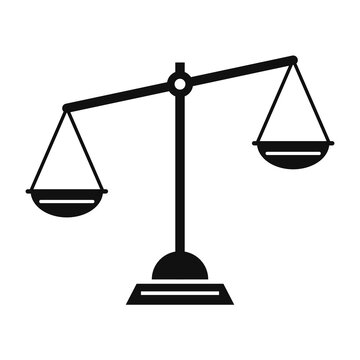 Tipped balance scale solid black glyph icon